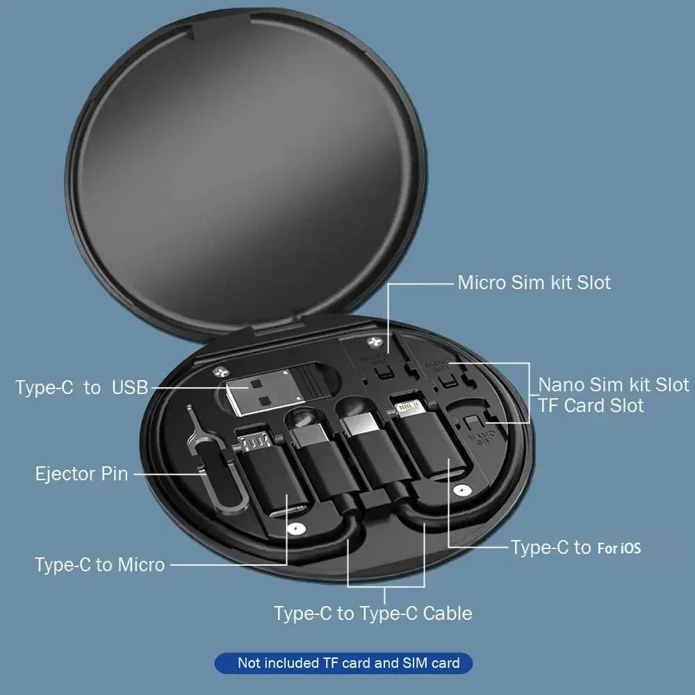 GICEICK 60W Multifunctional USB Type-C Data Cable Set with Fast Charging & Travel Storage Box