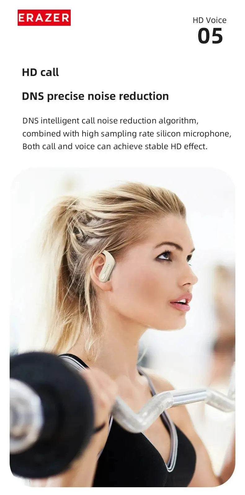 ERAZER XT60 PRO wireless in-ear headphones in beige; ERAZER logo visible.