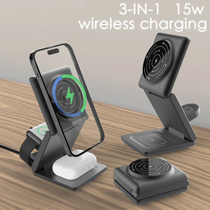 3-in-1 Wireless Magnetic Charging Stand