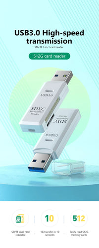 2 in 1 USB 3.0 Card Reader Micro TF sd card Reader usb adapter High Speed Cardreader TF Memory card For PC Laptop Accessories - Gadgets