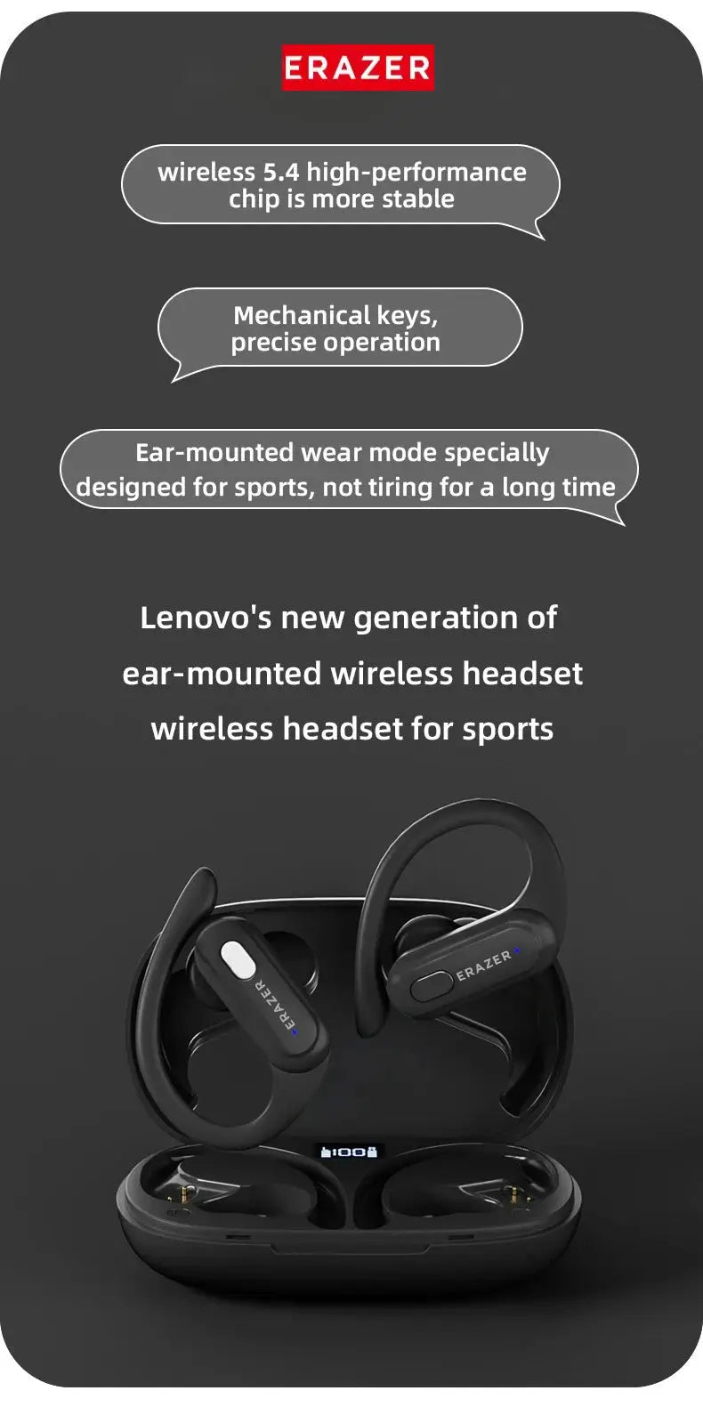 ERAZER XT60 PRO wireless in-ear headphones by Technova with black charging case