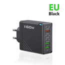160W Multi Ports USB Charger Type C Fast Charging EU/US/UK Plug Wall Chargers 3PD 3USB Quick Charge 3.0 Universal Travel Adapter