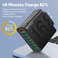 Total 150W 8 Ports USB Charger Fast Charging Phone Charger Adapter For iPhone Samsung Xiaomi 14 15 Quick Charge 3.0 Wall Charger