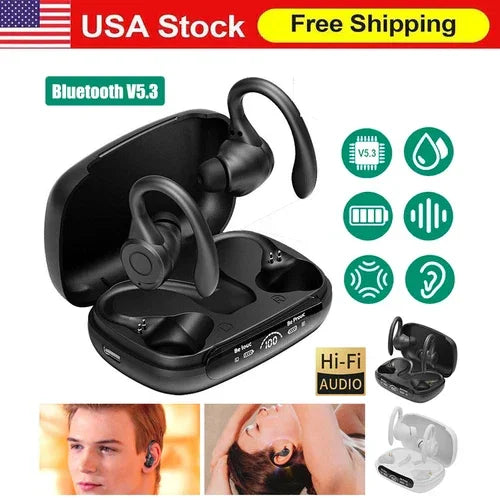 Bluetooth 5.3 Headset Wireless TWS Earphones with Ear Hook