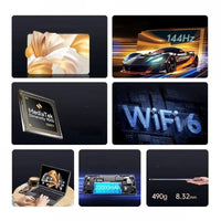 RyGadgets Dimensity 9500 tablet collage: 14-inch display, 144Hz, 2TB storage, 5G WiFi, 20000mAh battery, 490g